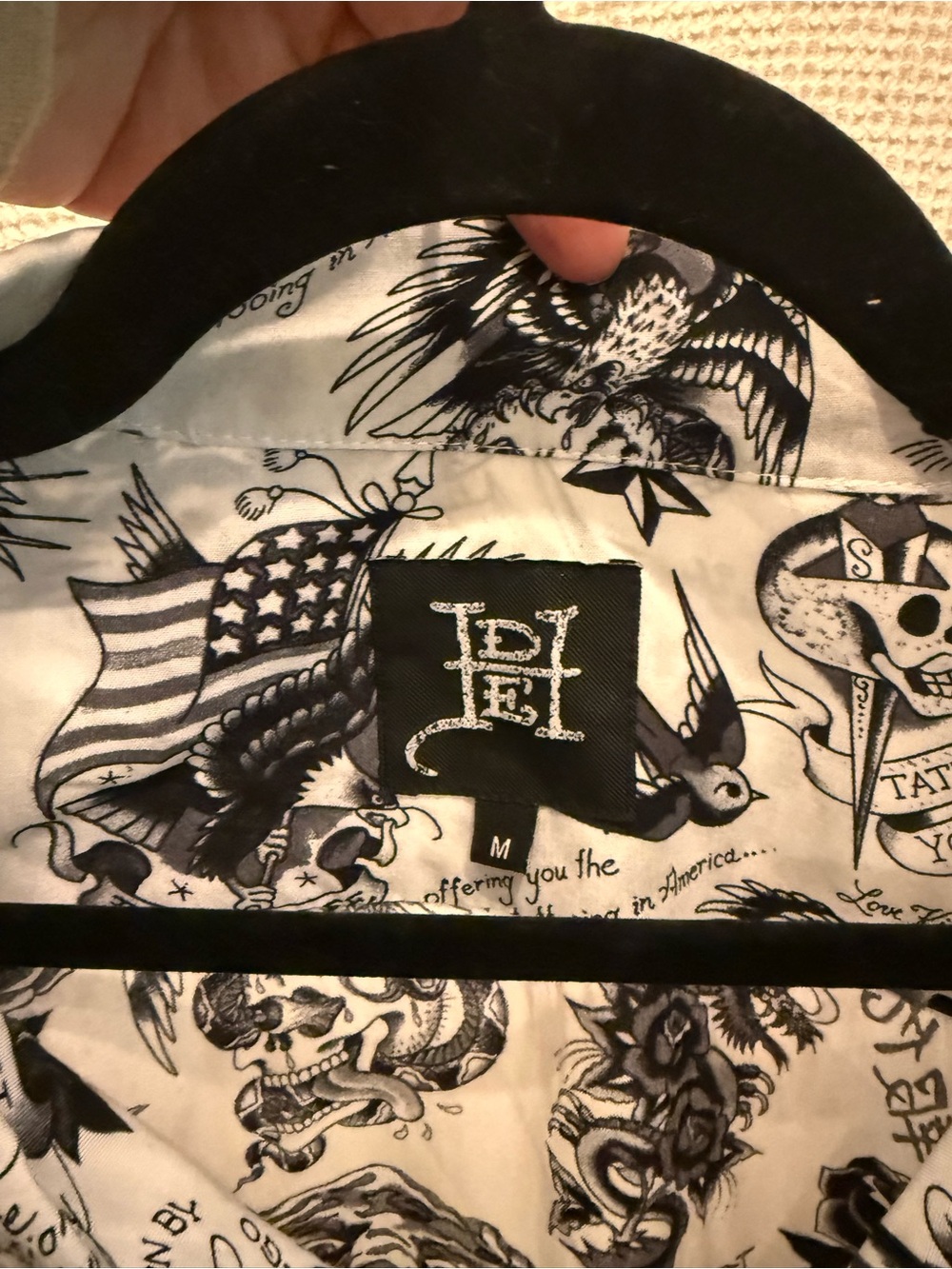 Ed Hardy Casual Button Down Shirt - Black & White - Picture 2 of 3